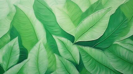 a bright green painting of leaves