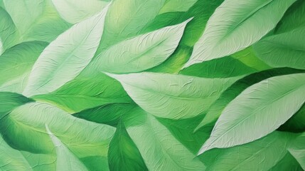 a bright green painting of leaves