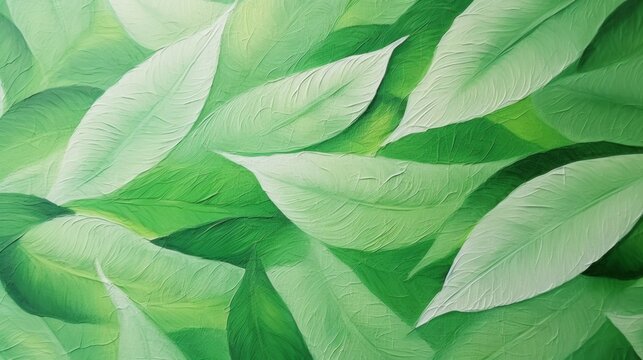 a bright green painting of leaves