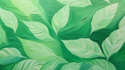 Fototapeta na wymiar a bright green painting of leaves
