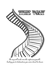 Coloring of motivation with black and white illustration of stairs