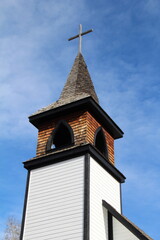 Fototapeta na wymiar wooden church steeple, Nordegg, Alberta