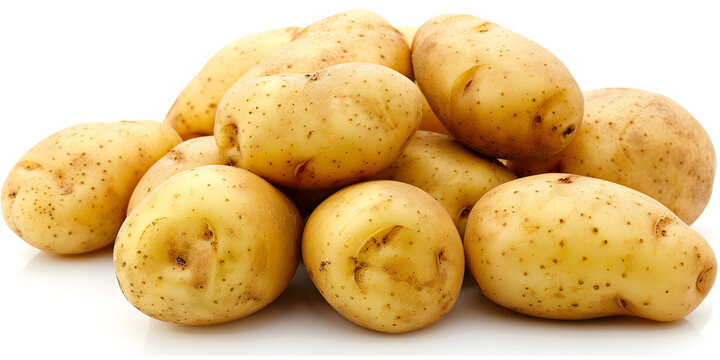  Delicious raw Potatoes skinless young potato tuber on the white background. New harvest.