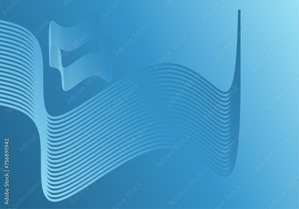 Fototapete The background is a light blue gradient with white wave-like lines. The lines are smooth and fluid, with no sharp edges. This helps to create a sense of movement and flow.