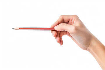 hand with pencil, Hand holding a pencil on isolated background
