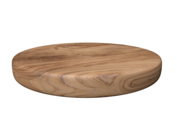 Round wooden tray for food and drink composition