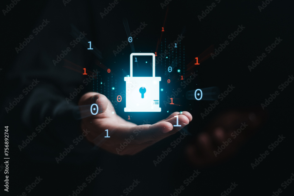 Wall mural cybersecurity and privacy access concept. protection network security and information security syste