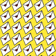 pattern of red and white envelope with hearts. illustration