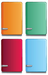 Four brightly colored vector binders on white
