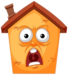 Fototapete Rund Animated house with a shocked facial expression © GraphicsRF