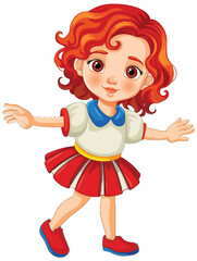 Vector illustration of a cheerful young girl dancing.