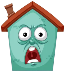 Photo sur Plexiglas Enfants Colorful illustration of a shocked house face
