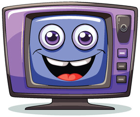 Colorful, smiling TV with playful cartoon eyes