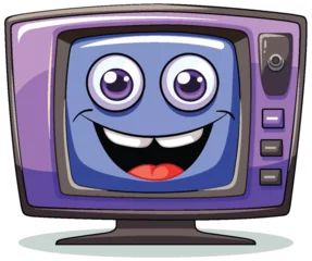 Tableaux ronds sur aluminium brossé Enfants Colorful, smiling TV with playful cartoon eyes