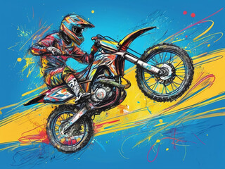 Chaotic Portrait of a motorcycle in Crayon Style