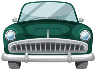 Vector graphic of a retro green automobile