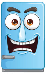 Animated fridge with a concerned facial expression.