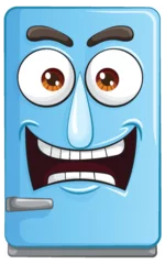 Photo sur Plexiglas Enfants Animated fridge with a concerned facial expression.