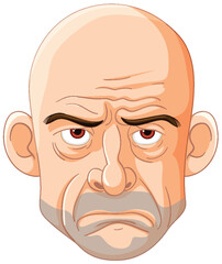 Cartoon of a bald man with a stern expression