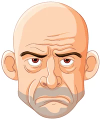 Cercles muraux Enfants Cartoon of a bald man with a stern expression