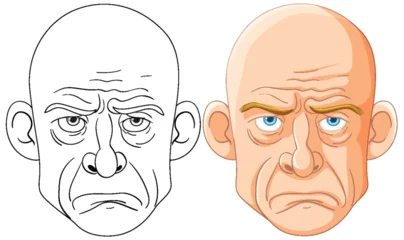 Fototapete Rund Two cartoon faces showing different emotions © GraphicsRF