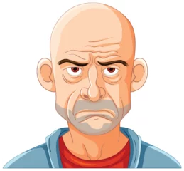 Foto op Plexiglas Vector illustration of a displeased bald man © GraphicsRF