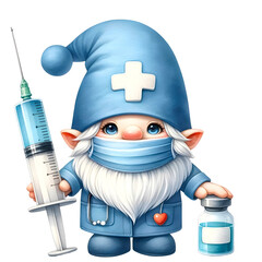 Nurse gnome with syringe