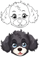 Foto op Plexiglas Black and white cartoon puppy illustrations © GraphicsRF