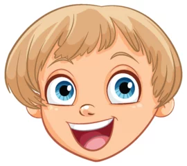 Rolgordijnen Vector illustration of a happy young boy's face. © GraphicsRF