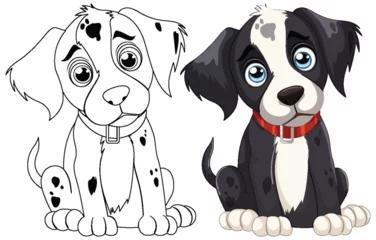 Fotobehang Two cute cartoon Dalmatian puppies with expressive eyes © GraphicsRF