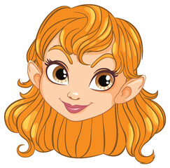 Vector illustration of a smiling female elf face.