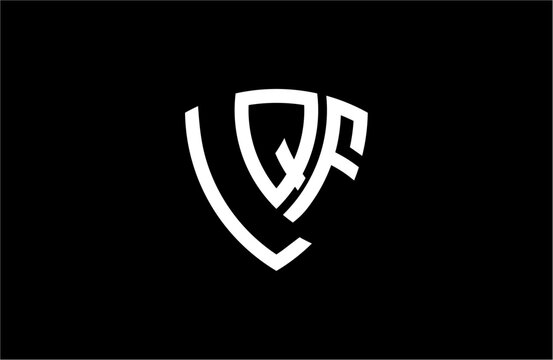LQF creative letter shield logo design vector icon illustration