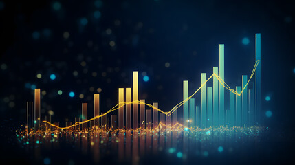 Fototapeta premium modern stock market graph with an upward trend on a dark blue background