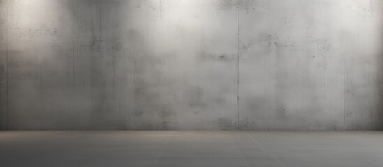 The room features a grey wood flooring and a concrete wall in the background, creating a monochrome color palette with tints and shades of darkness
