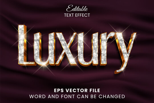 Silver luxury 3d editable text effect. Glittery sparkle text style