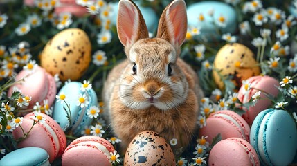Fototapeta na wymiar cute easter bunny and eggs