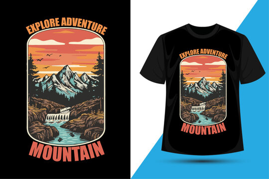 Explore adventure mountain t-shirt design vector outdoor t-shirt design template