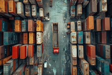 logistic warehouse, top view
