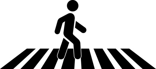 Pedestrian Crossing icon in trendy fill style. Crosswalk symbol. Zebra Crossing vector illustration isolated on transparent background. Pedestrians traffic road sign for website or mobile app design.