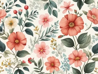 Meubelstickers Seamless pattern with hand drawn flowers. Floral background. © Thachakrit
