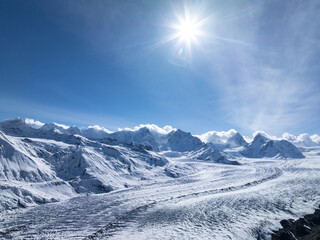 Obraz premium Aerial view of glacier landscape in Tibet, China
