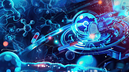 Obraz premium Medical Company Background described as abstract blueprint style