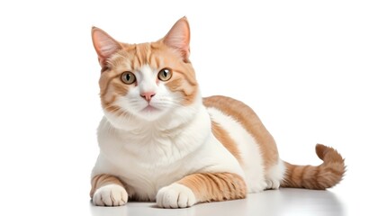 cat posing isolated over white background - obrazy, fototapety, plakaty