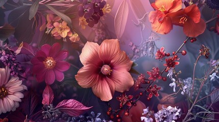 Floral and botanical composition,generative ai, 