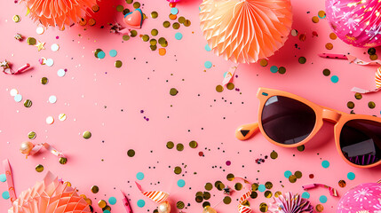 All Fools Day Background Concept with Holiday Accessories, April Fools' Day Celebration Elements, Festive Party Decorations and Props, Humorous Pranks and Jokes, Generative AI

 - obrazy, fototapety, plakaty
