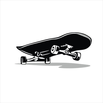 skateboard in artline black and white for illustration and image