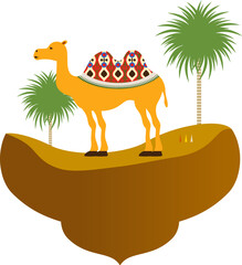 Camel with palm tree