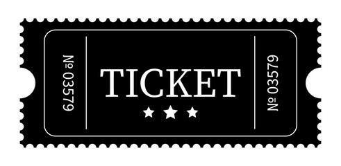 Ticket in simple style vector illustration isolated on white background