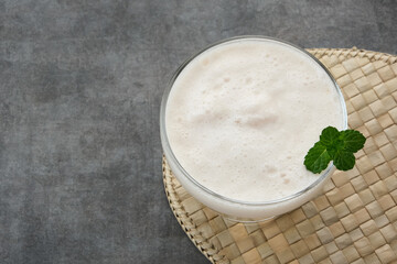 Coconut Milk Smoothies with mint leaf

