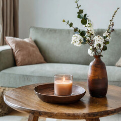 Minimalist home interior design of modern living room.
